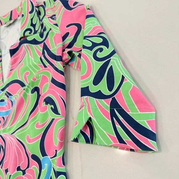 Katherine Way Sheath Scuba Collar Stretch Dress Women’s Small Retro Pink Swirl - Picture 4 of 6